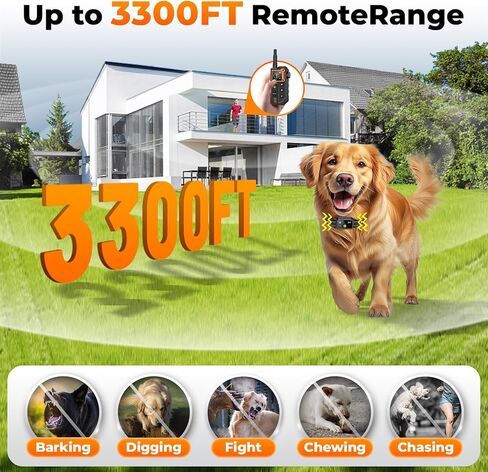 AI Dog Shock Collar 2 Dogs (10-120Lbs) - 3300FT Dog Training Collar with Remote, IPX7 Waterproof Collar with Beep, Vibration, Safe Shock for Large Medium Small Dogs, Keypad Lock and Flashing Light in Kuwait