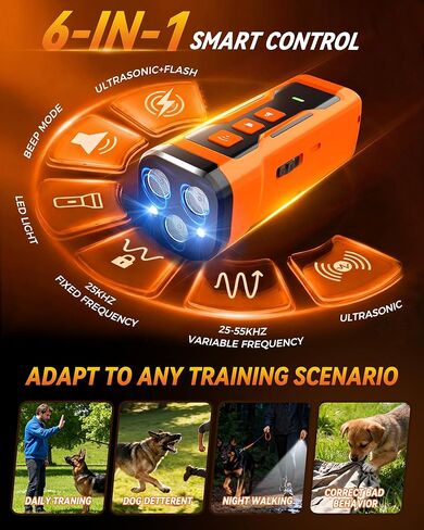 Dog Bark Deterrent Devices, 6 Modes 3X Ultrasonic Anti Barking Device for Dogs, 33 FT Range Barks No More Indoors Neighbor Outdoors with Flashlight,Dog Training Device in Kuwait