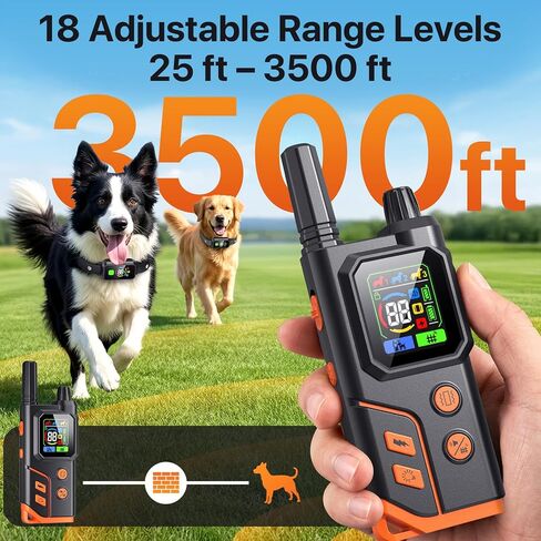 2In1 Wireless Dog Collar Fence System & Correction Collar, Invisible Electric Fence for Dogs Remote Range 25-3500ft, 4 Training Modes, Rechargeable Waterproof Pet Containment for Outdoor (Black Grey) in Kuwait