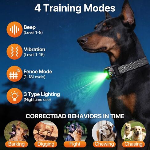 2In1 Wireless Dog Collar Fence System & Correction Collar, Invisible Electric Fence for Dogs Remote Range 25-3500ft, 4 Training Modes, Rechargeable Waterproof Pet Containment for Outdoor (Black Grey) in Kuwait