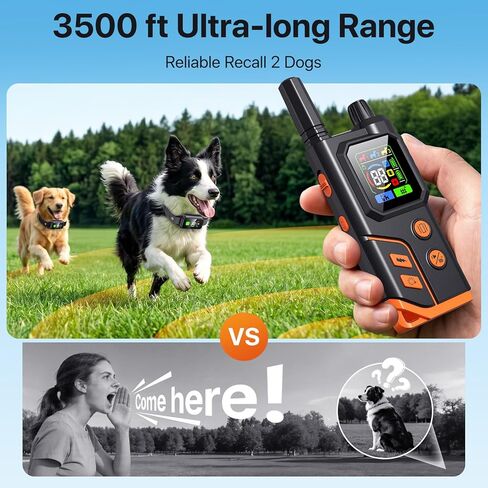 2In1 Wireless Dog Collar Fence System & Correction Collar, Invisible Electric Fence for Dogs Remote Range 25-3500ft, 4 Training Modes, Rechargeable Waterproof Pet Containment for Outdoor (Black Grey) in Kuwait