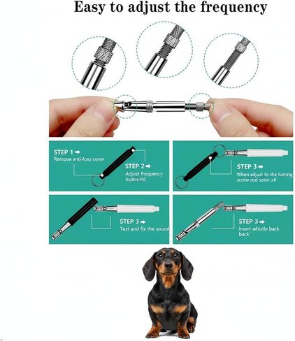 صفارات كلب بالموجات فوق الصوتية قابلة للتعديل، صفارات تدريب صامتة للكلاب للاستدعاء وتوجيه السلوك، مع حبل (أسود وأبيض) in Kuwait