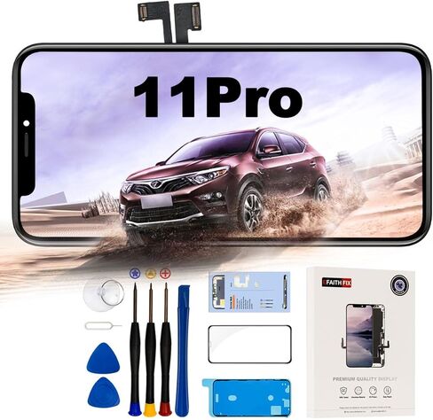 EFAITHFIX لاستبدال شاشة iPhone 11 Pro LCD مقاس 5.8 بوصة، محول رقمي لشاشة تعمل باللمس ثلاثية الأبعاد مع مجموعة أدوات إصلاح واقي زجاجي مقسى لاصق مقاوم للماء للطراز A2160، A2217، A2215 in Saudi Arabia