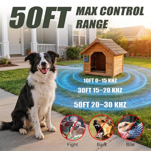 Dog Bark Deterrent Devices 2026 New Updated Anti Barking Device for Dogs Automatic Ultrasonic Bark Box with LED Screen, 50ft Range Wall-Mountable, Rechargeable Dog Silencer for Indoor Outdoor in Kuwait