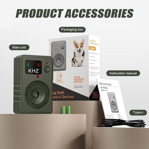 Dog Bark Deterrent Devices 2026 New Updated Anti Barking Device for Dogs Automatic Ultrasonic Bark Box with LED Screen, 50ft Range Wall-Mountable, Rechargeable Dog Silencer for Indoor Outdoor in Kuwait