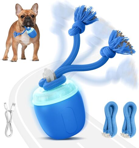 Interactive Dog Toys, Automatic Moving and Rolling Dogs Toy with Rope for Medium Large Dogs, Motion-Activated Dog Ball to Keep Them Busy(Blue) in Kuwait