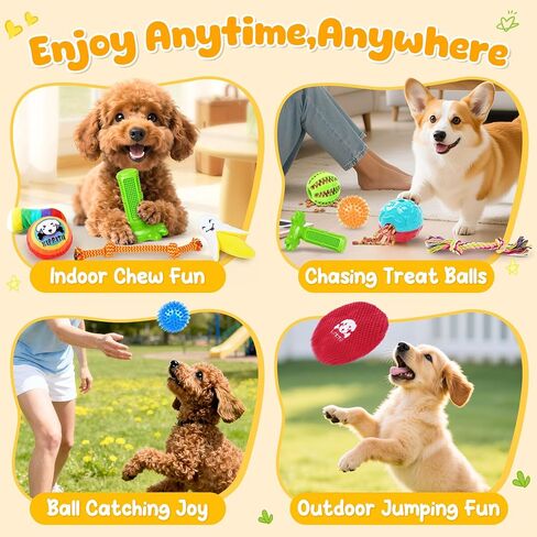 KIPRITII 25 Pack Various Dog Toys Set – Ideal for Teething, Entertainment & Interactive Play, Includes Puppy Toys, Rope Toys, Treat Balls and Squeaky Dog Toys in Kuwait