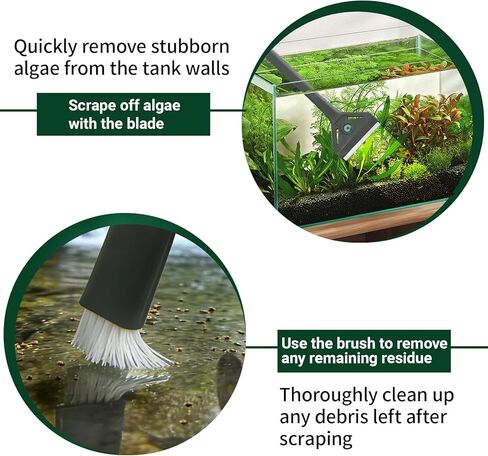 boxtech Aquarium Algae Scraper with Dual Head Design - 2 in 1 Stainless Steel Blade & Soft Brush for Small Fish Tanks, Easy Blade Replacement, Safe Glass Cleaner Tool for Aquarium Maintenance in Kuwait