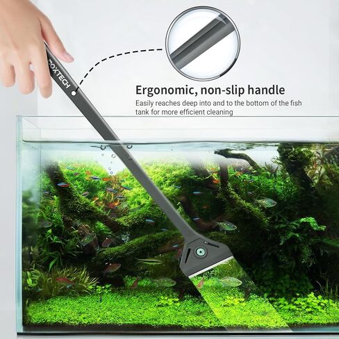 boxtech Aquarium Algae Scraper with Dual Head Design - 2 in 1 Stainless Steel Blade & Soft Brush for Small Fish Tanks, Easy Blade Replacement, Safe Glass Cleaner Tool for Aquarium Maintenance in Kuwait