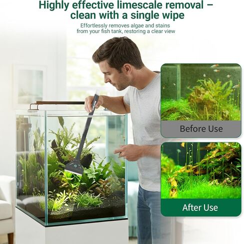 boxtech Aquarium Algae Scraper with Dual Head Design - 2 in 1 Stainless Steel Blade & Soft Brush for Small Fish Tanks, Easy Blade Replacement, Safe Glass Cleaner Tool for Aquarium Maintenance in Kuwait