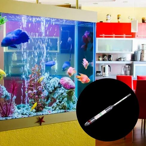 مقياس رطوبة المياه المالحة الزجاجي، 1.000-1.060 الجاذبية النوعية و0-40 درجة مئوية/40-100 درجة فهرنهايت، جهاز اختبار ملوحة حوض السمك البحري مع ميزان حرارة مدمج in Kuwait