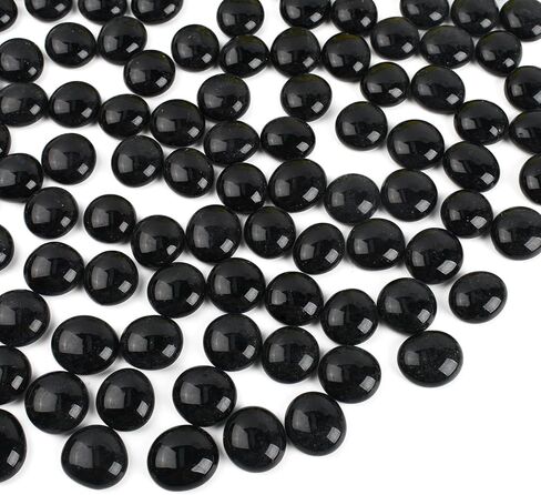 كرات زجاجية مسطحة 1 رطل، 100 قطعة من الخرز الزجاجي الأسود المسطح لمزهرية حشو حديقة حوض السمك وخزان الأسماك وطاولة زينة الزهور in Kuwait