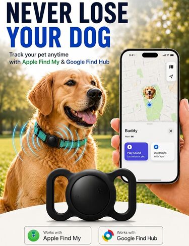 GPS Tracker for Dogs Collar (iOS & Android) - Dogs GPS Tracker Smart Pet Activity Tracker, No Subscription, Works with Google Find Hub & Apple Find My App, Anti-Lost for Keys, Pet Items (1 Pack) in Saudi Arabia