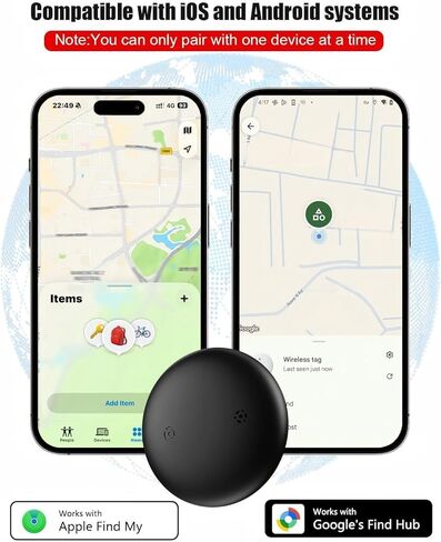 جهاز تعقب GPS لطوق الكلاب (iOS وAndroid) - جهاز تعقب نشاط الحيوانات الأليفة الذكي للكلاب بنظام تحديد المواقع العالمي (GPS)، بدون اشتراك، يعمل مع Google Find Hub وApple Find My App، مضاد لفقدان المفاتيح، عناصر الحيوانات الأليفة (عبوة واحدة) in Kuwait