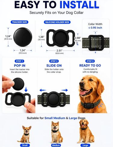 GPS Tracker for Dogs Collar (iOS & Android) - Dogs GPS Tracker Smart Pet Activity Tracker, No Subscription, Works with Google Find Hub & Apple Find My App, Anti-Lost for Keys, Pet Items (1 Pack) in Saudi Arabia
