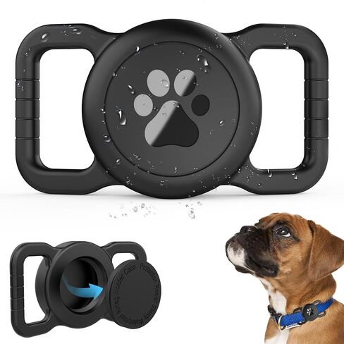 SANKALA Waterproof Airtag Holder for Dog Collar, Lightweight & Durable Silicone Holder for Apple AirTag, Reinforced Anti-Lost, Signal Friendly, Universal Fit Collar Width (0.6-1.3 Inch) - Black in Kuwait