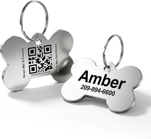 TechMark Dog Tags Personalized, Custom Pet ID Tags with QR Code, Real-time Scan Alerts, Modifiable Pet Profile, No Subscription or Fees, Laser Engraved & Clear Text & Ultra Durable (1.18 x 1.57'') in Kuwait