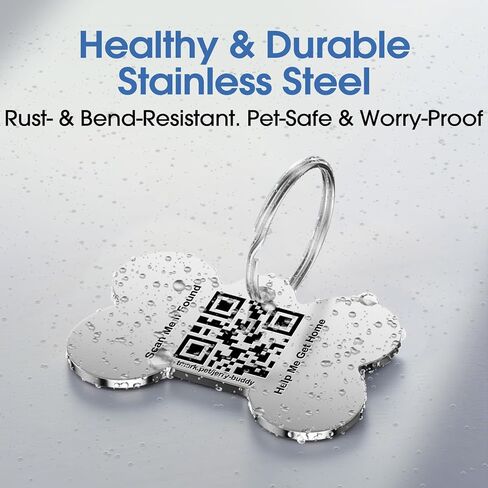 TechMark Dog Tags Personalized, Custom Pet ID Tags with QR Code, Real-time Scan Alerts, Modifiable Pet Profile, No Subscription or Fees, Laser Engraved & Clear Text & Ultra Durable (1.18 x 1.57'') in Kuwait