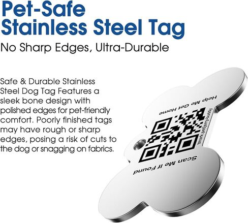 TechMark Dog Tags Personalized, Custom Pet ID Tags with QR Code, Real-time Scan Alerts, Modifiable Pet Profile, No Subscription or Fees, Laser Engraved & Clear Text & Ultra Durable (1.18 x 1.57'') in Kuwait