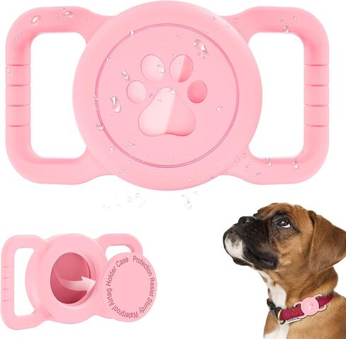 SANKALA Waterproof Airtag Holder for Dog Collar, Lightweight & Durable Silicone Holder for Apple AirTag, Reinforced Anti-Lost, Signal Friendly, Universal Fit Collar Width (0.6-1.3 Inch) - Black in Kuwait