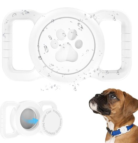 SANKALA Waterproof Airtag Holder for Dog Collar, Lightweight & Durable Silicone Holder for Apple AirTag, Reinforced Anti-Lost, Signal Friendly, Universal Fit Collar Width (0.6-1.3 Inch) - Black in Kuwait