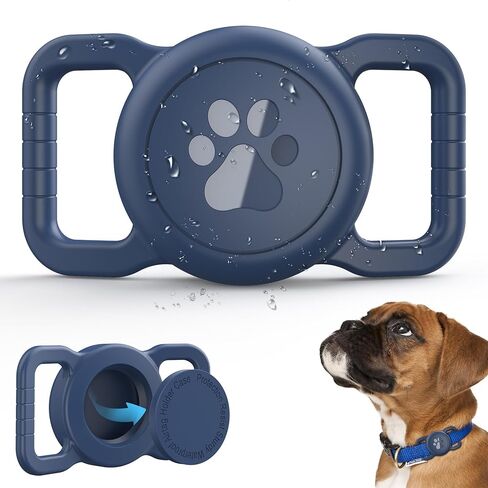 SANKALA Waterproof Airtag Holder for Dog Collar, Lightweight & Durable Silicone Holder for Apple AirTag, Reinforced Anti-Lost, Signal Friendly, Universal Fit Collar Width (0.6-1.3 Inch) - Black in Kuwait