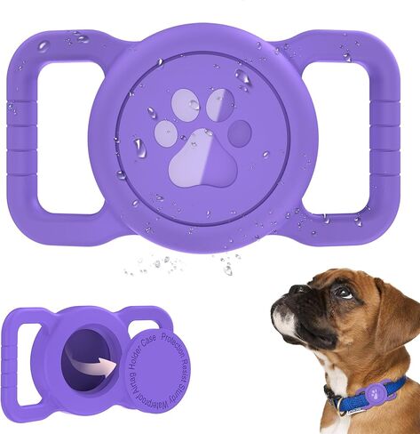 SANKALA Waterproof Airtag Holder for Dog Collar, Lightweight & Durable Silicone Holder for Apple AirTag, Reinforced Anti-Lost, Signal Friendly, Universal Fit Collar Width (0.6-1.3 Inch) - Black in Kuwait