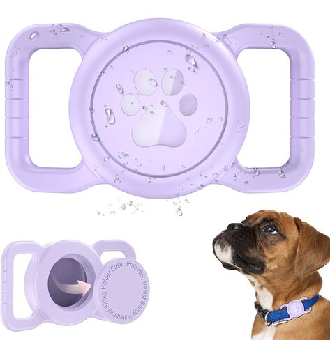 SANKALA Waterproof Airtag Holder for Dog Collar, Lightweight & Durable Silicone Holder for Apple AirTag, Reinforced Anti-Lost, Signal Friendly, Universal Fit Collar Width (0.6-1.3 Inch) - Black in Kuwait