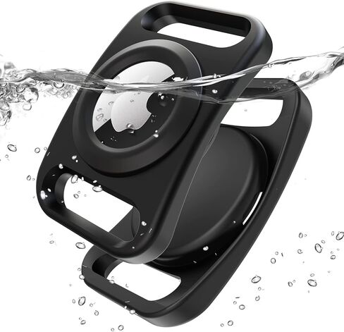 SANKALA Waterproof Airtag Holder for Dog Collar, Lightweight & Durable Silicone Holder for Apple AirTag, Reinforced Anti-Lost, Signal Friendly, Universal Fit Collar Width (0.6-1.3 Inch) - Black in Kuwait