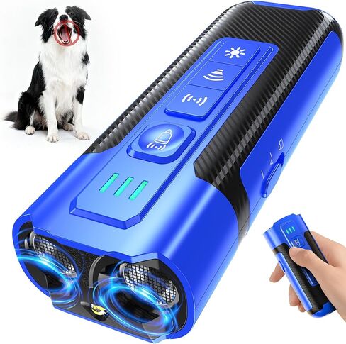 Dog Bark Deterrent Devices-Ultrasonic Anti Barking Device for Dogs with 50ft Range, Rechargeable No Barking Device for Own or Neighbor's Dogs, Portable Safe for Dogs/Humans | Indoor/Outdoor Use-Blue in Kuwait