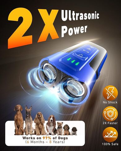 Dog Bark Deterrent Devices-Ultrasonic Anti Barking Device for Dogs with 50ft Range, Rechargeable No Barking Device for Own or Neighbor's Dogs, Portable Safe for Dogs/Humans | Indoor/Outdoor Use-Blue in Kuwait