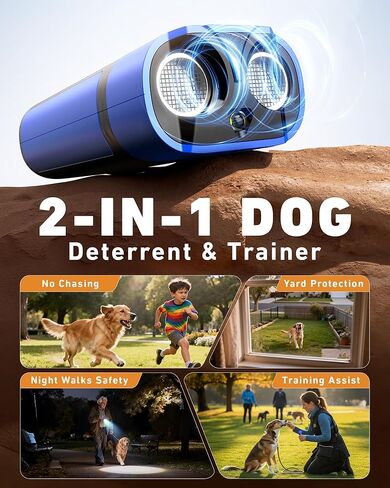Dog Bark Deterrent Devices-Ultrasonic Anti Barking Device for Dogs with 50ft Range, Rechargeable No Barking Device for Own or Neighbor's Dogs, Portable Safe for Dogs/Humans | Indoor/Outdoor Use-Blue in Kuwait