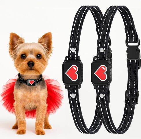 Bark Collar for Small Dogs 5-15 lbs with Magnetic Charging – No Shock, 3 Beep & Vibration Modes, 5 Sensitivity Levels – Humane Stop Anti-Barking Device – Dog Training Bark Collar (Black/Red Heart) in Kuwait