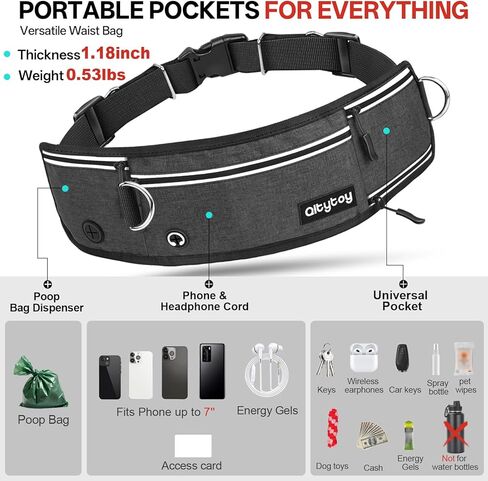 Hands Free Double Dog Leash for Two Dogs,240LB Heavy Duty Retractable with Partitioned Pouch Adjustable Waist for Walking Running Jogging Hiking Biking Training for Medium/Large(Not for＜25LBS) in Kuwait