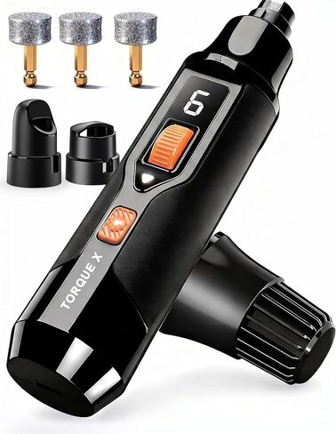 Torque X +30% Power Professional Dog Nail Grinder - Ultra-Quiet 30dB Dog Nail Trimmers, Powerful 7-Speed 16,000 RPM Motor (20k Force), Dual LED Lights, 12H+ Runtime, 3 Diamond Bits & Dust Cap in Saudi Arabia