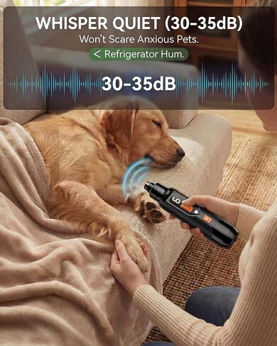Torque X +30% Power Professional Dog Nail Grinder - Ultra-Quiet 30dB Dog Nail Trimmers, Powerful 7-Speed 16,000 RPM Motor (20k Force), Dual LED Lights, 12H+ Runtime, 3 Diamond Bits & Dust Cap in Saudi Arabia