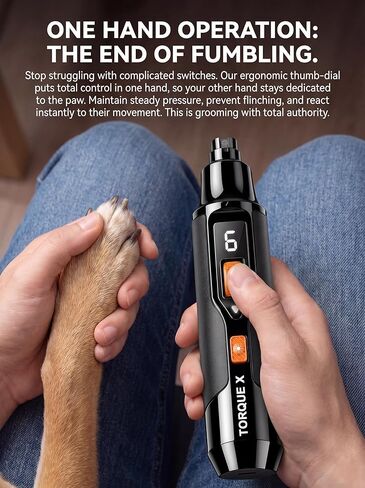 عزم الدوران X +30% Power Professional Dog Nail Grinder - أداة تشذيب أظافر الكلاب فائقة الهدوء 30 ديسيبل، محرك قوي 7 سرعات 16000 دورة في الدقيقة (قوة 20 كيلو)، مصابيح LED مزدوجة، وقت تشغيل 12 ساعة +، 3 قطع ماسية وغطاء غبار in Kuwait