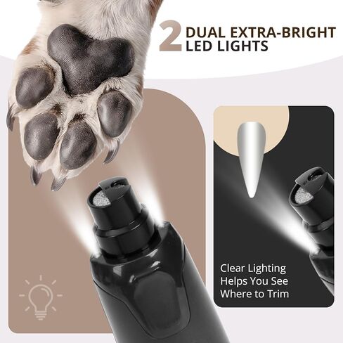 6-Speed Quiet Dog Nail Grinder with LED Light, Low-Vibration Electric Pet Nail Trimmer for Dogs and Cats, Safe Grooming Kit for Beginners, Complete Set with Storage Case in Kuwait