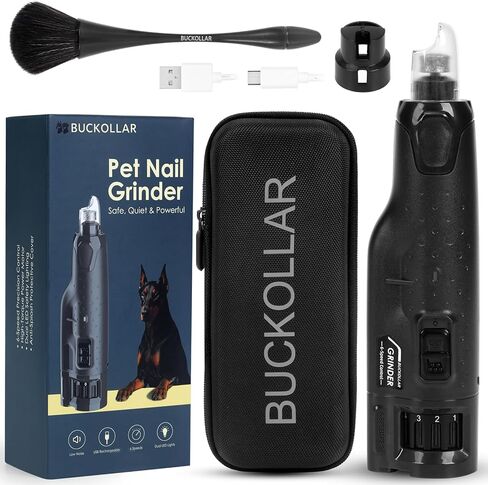 6-Speed Quiet Dog Nail Grinder with LED Light, Low-Vibration Electric Pet Nail Trimmer for Dogs and Cats, Safe Grooming Kit for Beginners, Complete Set with Storage Case in Kuwait