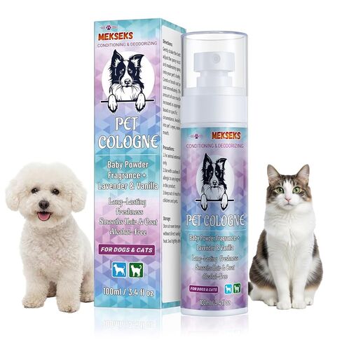 Dog Cologne Spray Long Lasting Baby Powder Scent Perfume Conditioner for Dogs Cats Grooming Smooth Hair Keep Fresh Smell Control Odors Reduce Static Detangles, Natural Non-Sticky 3.4 fl oz in Kuwait