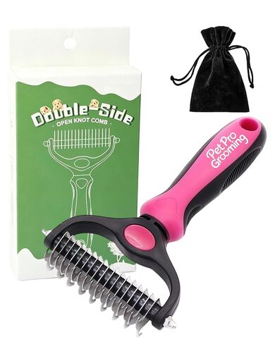 Tool, 2-In-1 Double-Sided Grooming Tool, Pet Shedding Remover Rounded-Tooth Comb For Painlessly Removing Knots And Loose Hair (Blue-Large) in Kuwait
