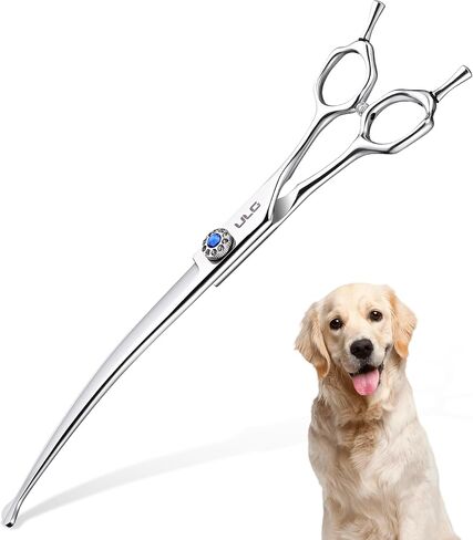 ULG Curved Dog Shears for Grooming, 7 Inch Professional Curved Dog Grooming Scissors for Trimming and Cutting, Japanese Stainless Steel Pet Hair Scissors in Saudi Arabia