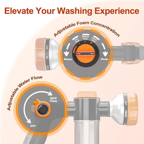 Premium Dog Washing Hose Attachment, 8-Pattern Dog Bath Sprayer, Easy-Control Hose Nozzle with Soap Dispenser for Garden, Pet Shower and Car Wash in Kuwait