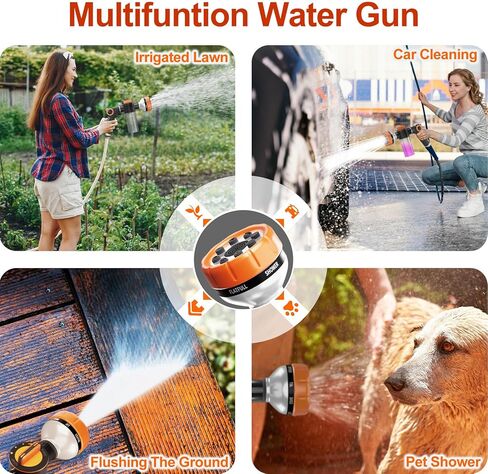 Premium Dog Washing Hose Attachment, 8-Pattern Dog Bath Sprayer, Easy-Control Hose Nozzle with Soap Dispenser for Garden, Pet Shower and Car Wash in Kuwait