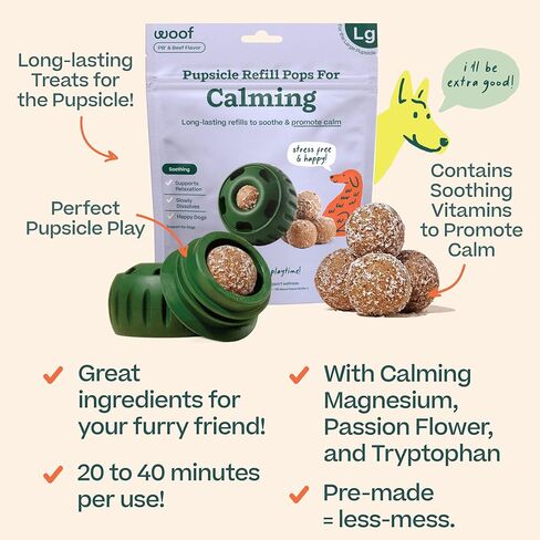 WOOF Pupsicle Refill Pops for Calming - Long-Lasting Refills for The Pupsicle Toy to Promote Calm - Calming Dog Treats - Magnesium for Dogs- Large Pops - 7 Count in Saudi Arabia