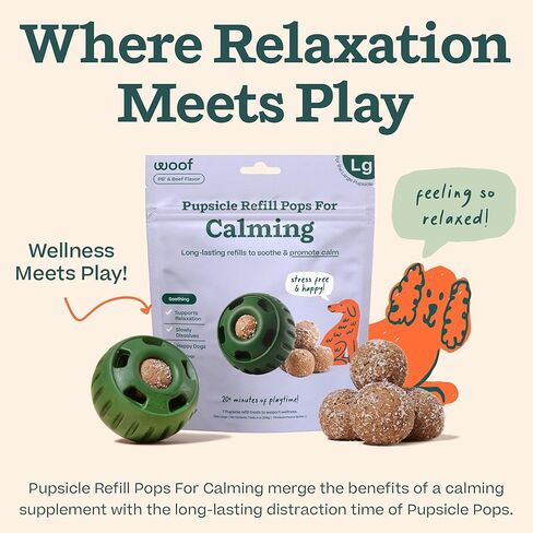 WOOF Pupsicle Refill Pops for Calming - Long-Lasting Refills for The Pupsicle Toy to Promote Calm - Calming Dog Treats - Magnesium for Dogs- Large Pops - 7 Count in Saudi Arabia