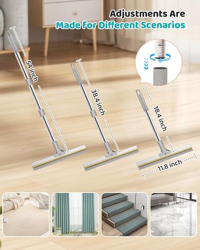 Carpet Rake for Pet & Human Hair Removal, Reusable Pet Hair Remover Tool with 54 Inch Adjustable Long Handle, 3 Piece Carpet Scraper Set, Easy Assembly for Rugs, Carpets, Couch and Furniture in Kuwait