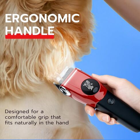 Mcbazel Dog Clippers Grooming Kit, Low Noise Rechargeable Cordless Adjustable Pet Hair Shaver Trimmers Set for Dogs, Cats and Other Pets [Red] in Kuwait
