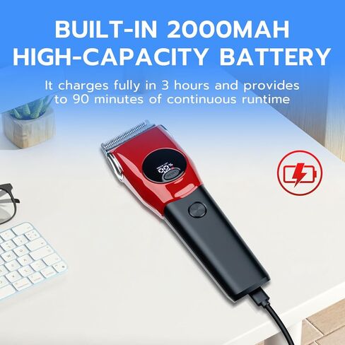 Mcbazel Dog Clippers Grooming Kit, Low Noise Rechargeable Cordless Adjustable Pet Hair Shaver Trimmers Set for Dogs, Cats and Other Pets [Red] in Kuwait