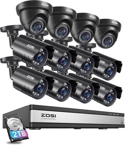 ZOSI 8CH 3K Lite Home Security Camera System Outdoor Indoor,AI Human/Vehicle Detection,Night Vision,H.265+ 8 Channel 5MP Lite Video DVR with 4pcs 1920TVL 1080P Weatherproof CCTV Cameras,(NO HDD) in Kuwait